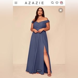 Azazie bridesmaid dress. Chiffon, dark purple / blue color “Stormy”. Size A14